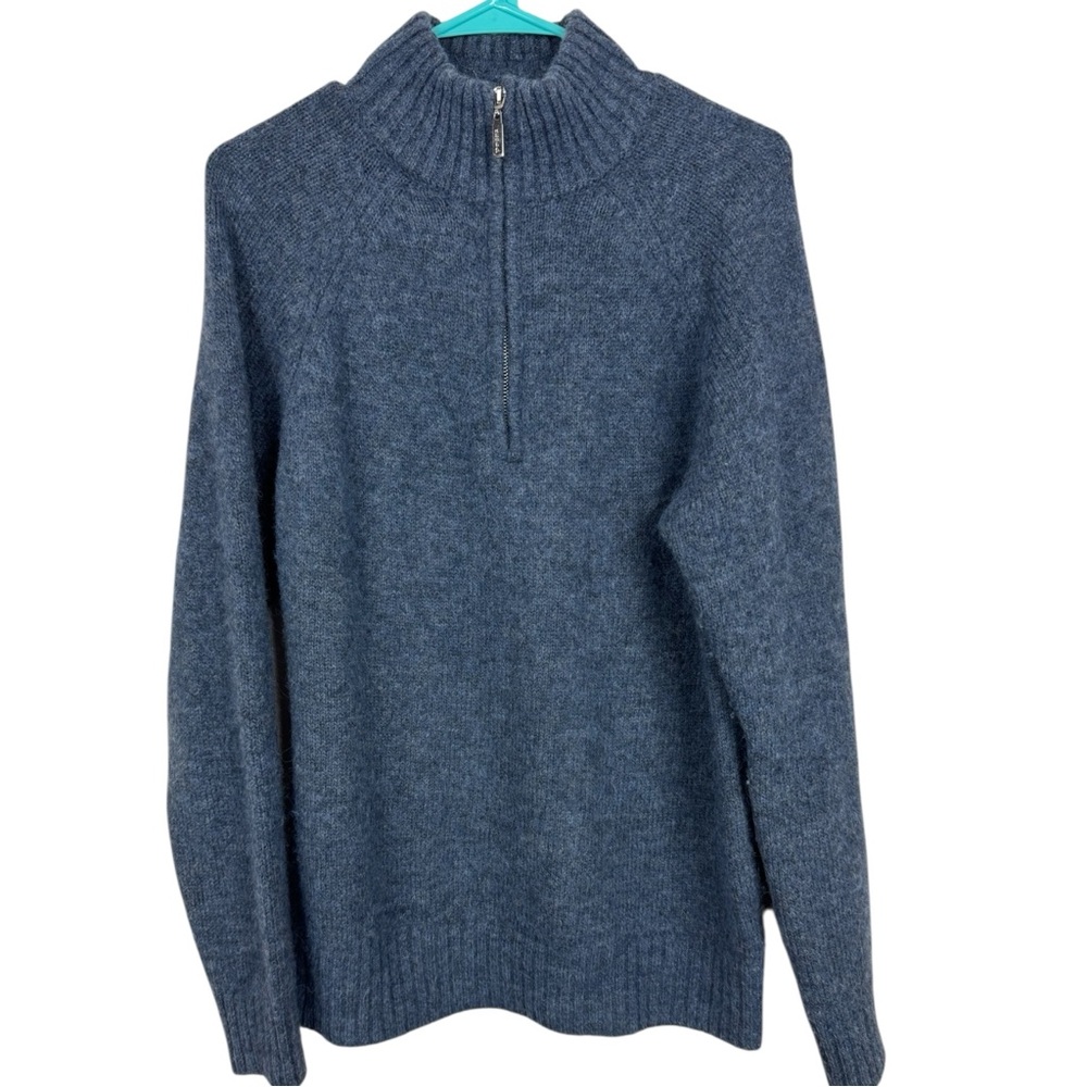 Pacas Alpaca Men's Quarter Zip Sweater Blue sz M